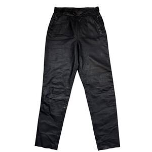 Vintage Women's Black Leather High Waisted Motorcycle Pants 40 Lined Germany